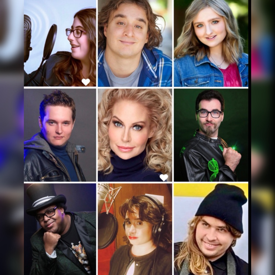 Nine Speech Kingdom voice actors from Spectrum Laboratory, young performers on the autism spectrum, in individual headshot portraits